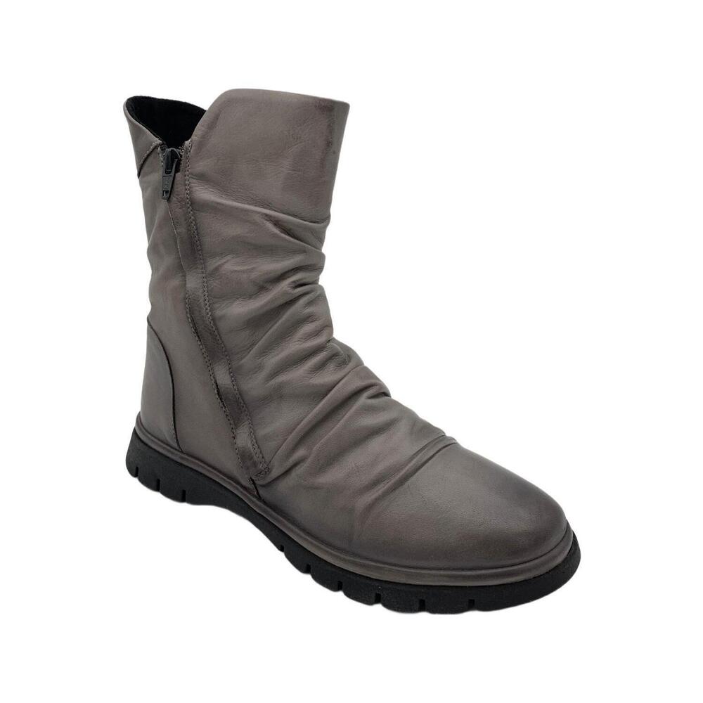 Miz Mooz Women's Ruched Leather Mid-Shaft Boots Delena Graphite - Medium